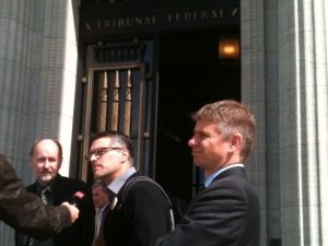 Anwalt Martin Pestalozzi, Markus Kühni und Rainer Burk (v.l.n.r)